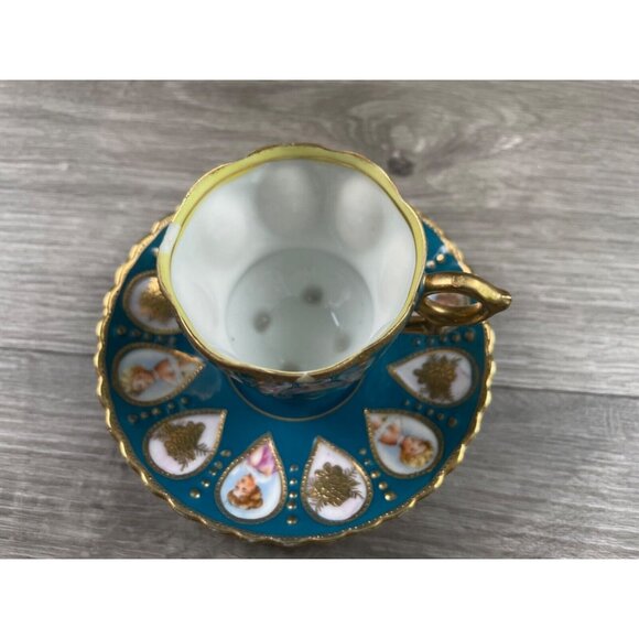 Vintage Chugai China Espresso Cup & Saucer, Hand Painted Made in Occupied Japan - Picture 2 of 10